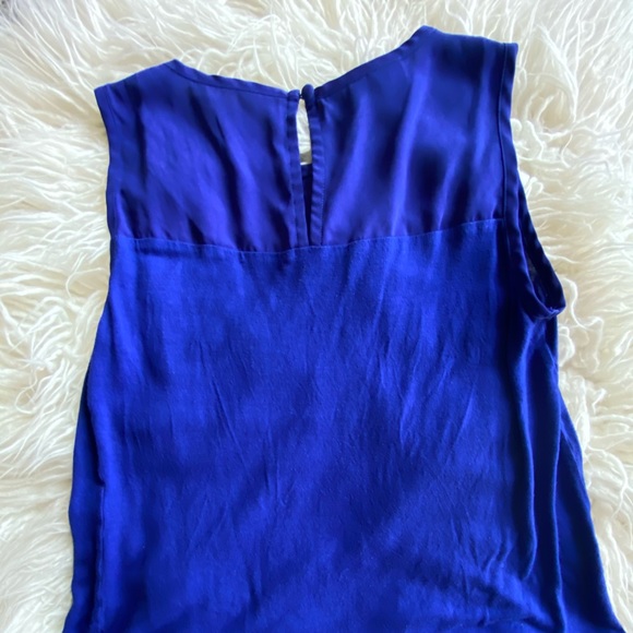 INC Royal Blue sheer shoulder Blouse - Picture 4 of 5